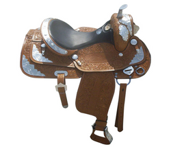 Blingy Silver Cross Western Show Horse Saddle - eit-saddle-demo