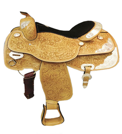 Hand Carved Black Western Barrel Saddle - eit-saddle-demo